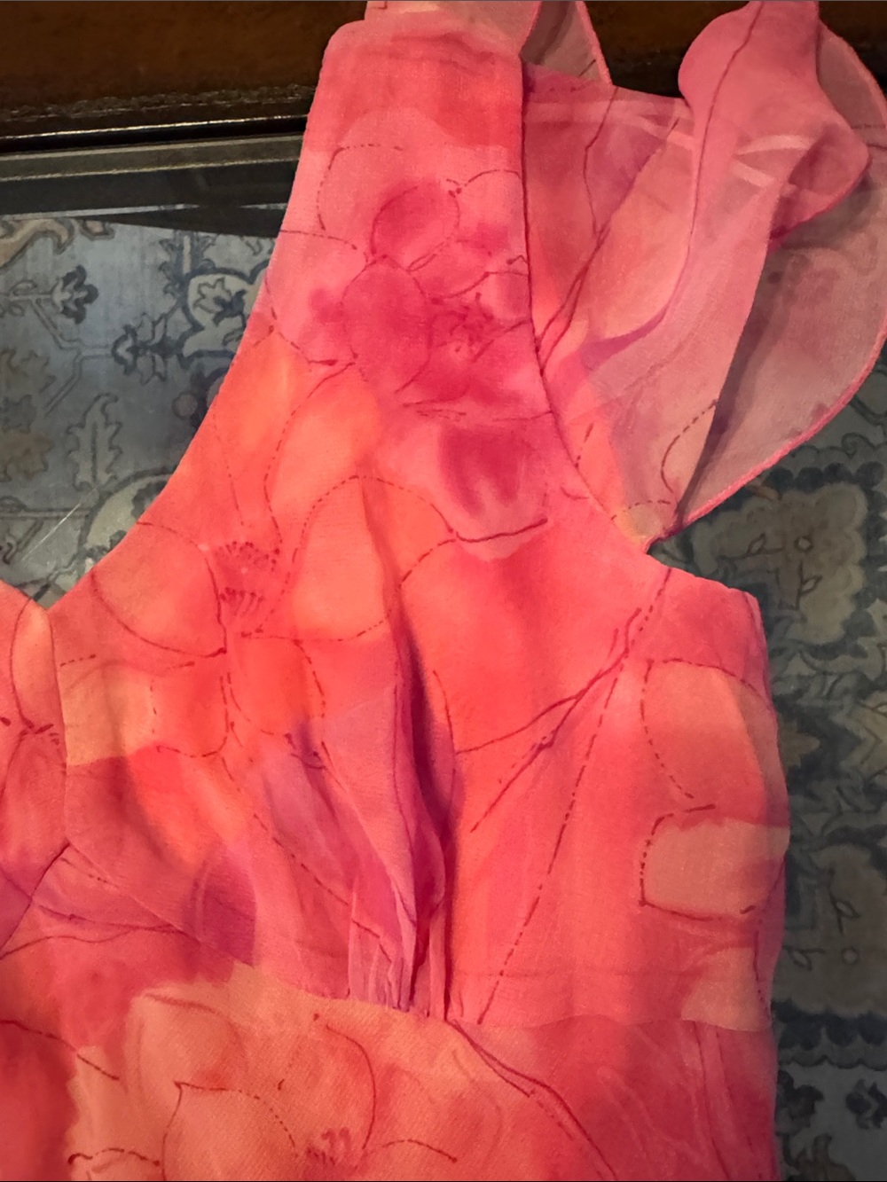 Y2K Componix Pink & Purple Floral V-Neck Ruffle-Hem Dress - Picture 3 of 5